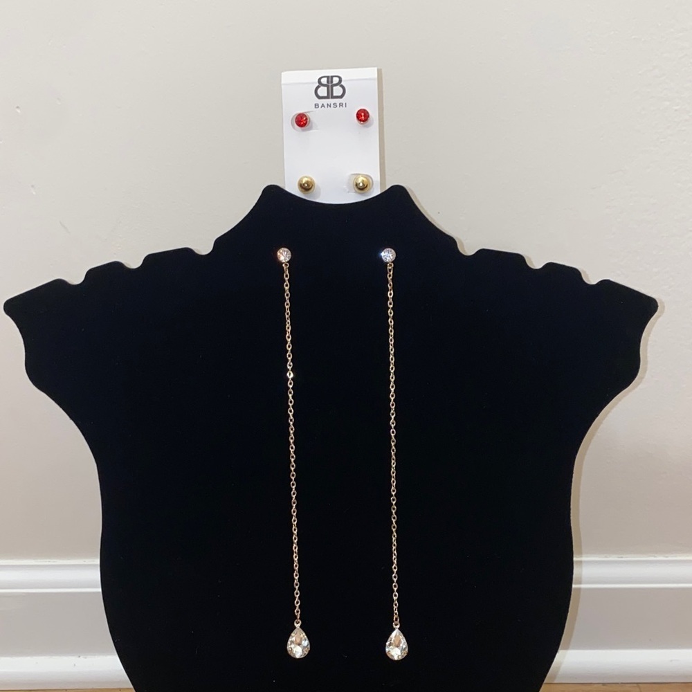 Bansri Gold and Silver Drop Earrings Set NWT